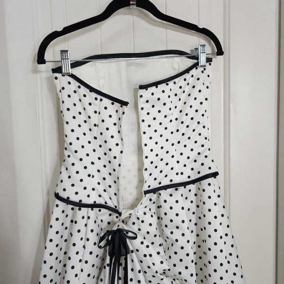Jessica Mcclintock Gunne Sax Dress White Polka Dot Tea Corset Evening Gown Vtg 4 - Picture 9 of 10